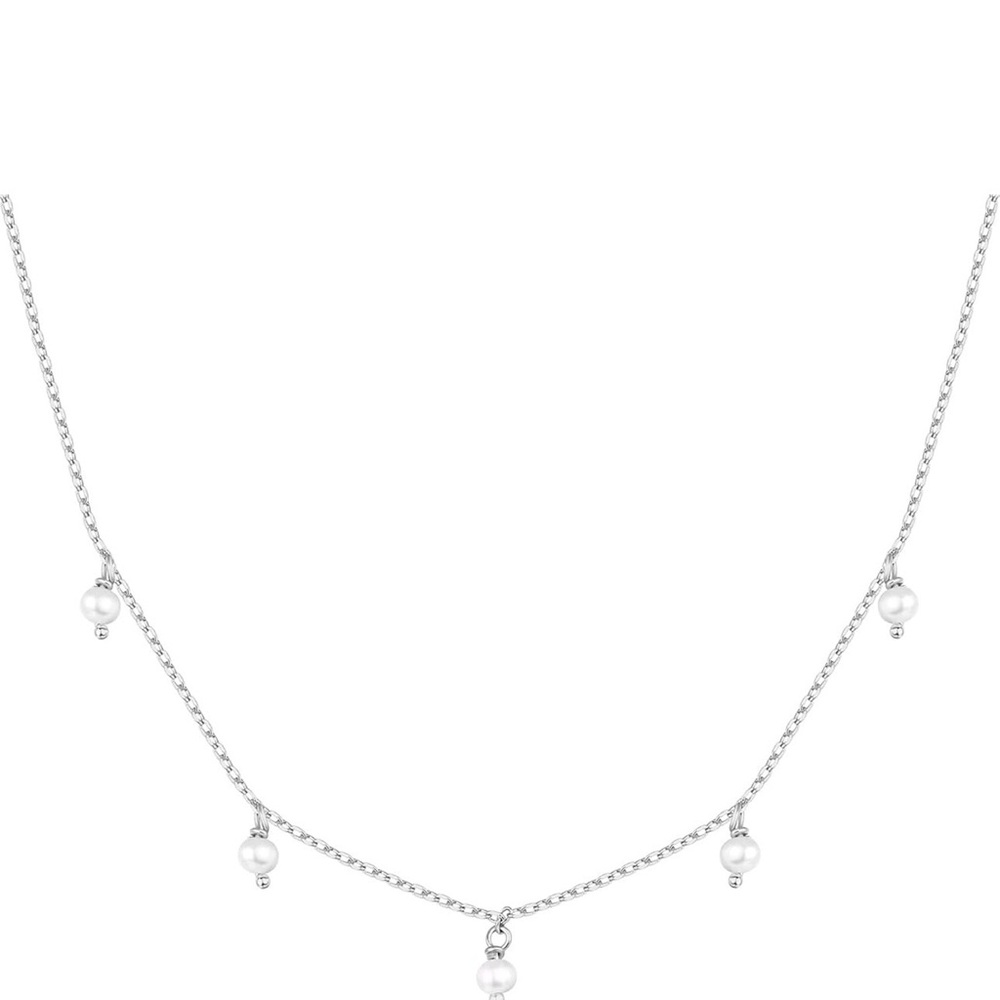 Elegant Silver Necklace with Pearl Accents  14 k Gold Plated Elegant‎ Jewelry